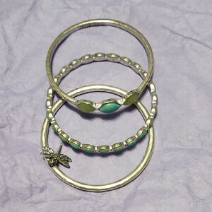 Silver and Green Bangle Set